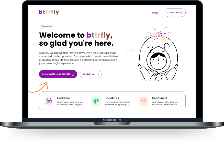 Bttrfly Landing landing page